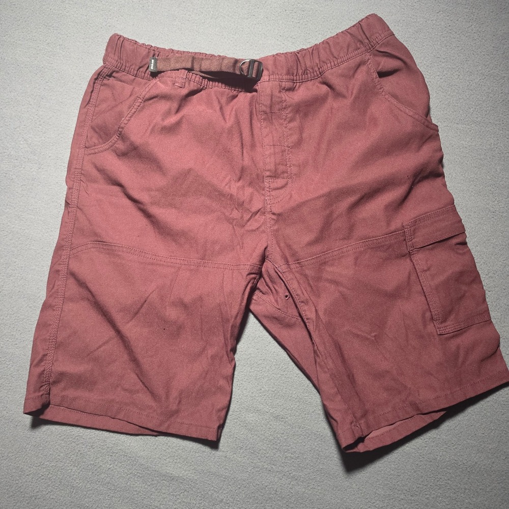 prAna Zion Shorts Mens XL Mahogany Red Stretch Hiking Cargo Belted 1972531